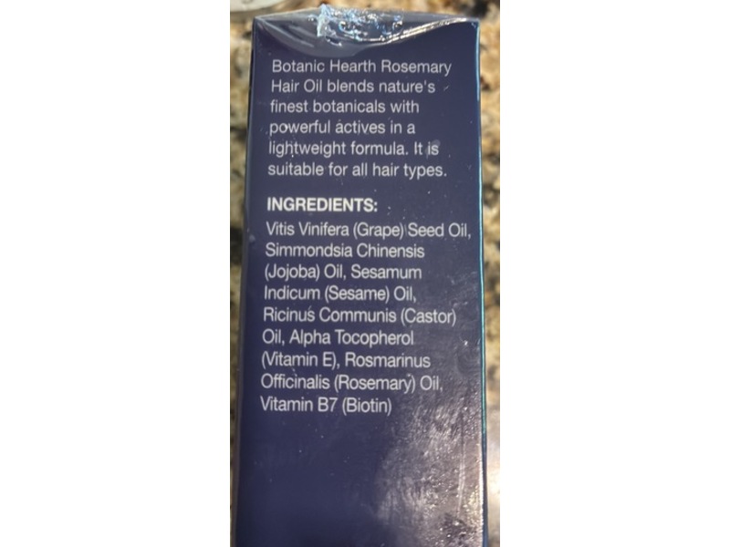 Botanic Hearth Hair Oil, Rosemary, 2 fl oz/60 mL