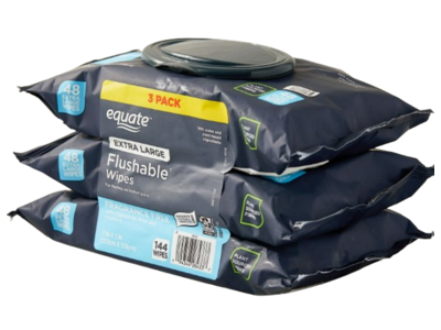 Equate Flushable Wipes, Fragrance Free, Pack Of 48, 3 Packs