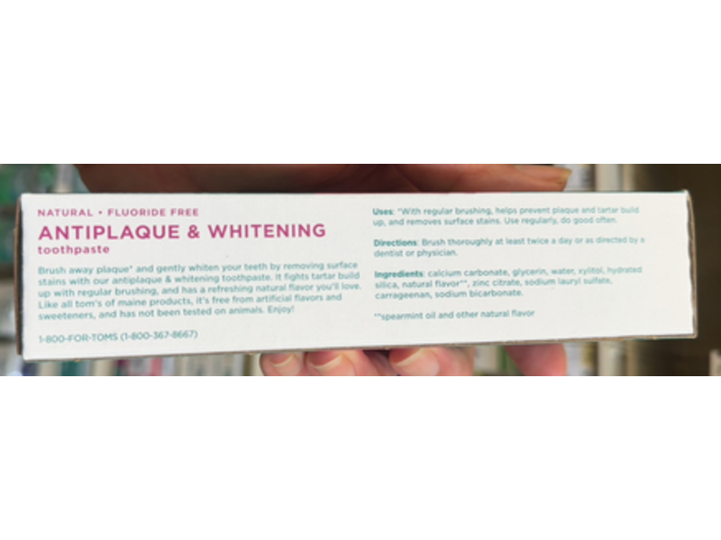 Tom's Of Maine Antiplaque & Whitening Toothpaste, Spearmint, 4.5 oz/127 g, Pack Of 3