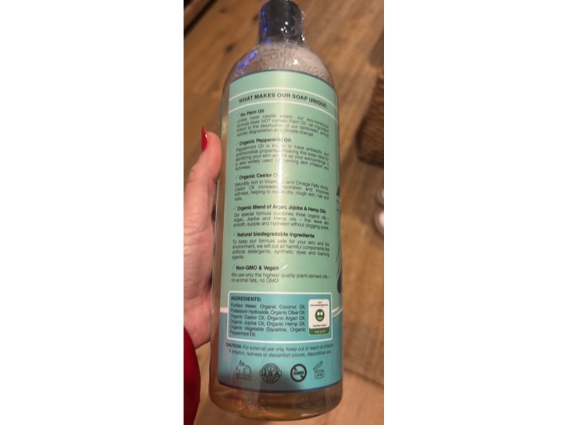 Seven Minerals Pure Castile Soap, Peppermint, 33.8 fl oz/1 L