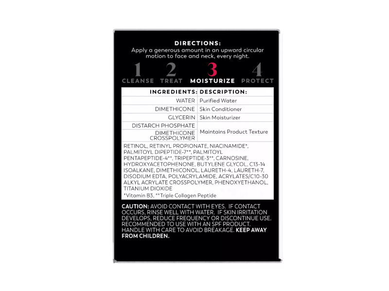 Olay Night Hydrating Moisturizer, Retinol 24 +Peptide, 1.7 oz/48 g