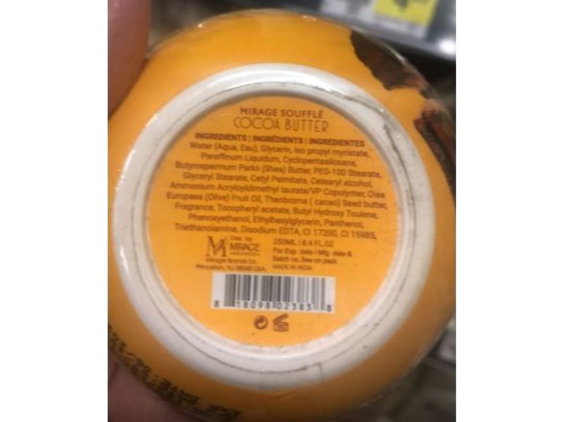 Mirage Souffle Cocoa Butter Moisturizing Body Cream, 8.4 fl oz/250 mL