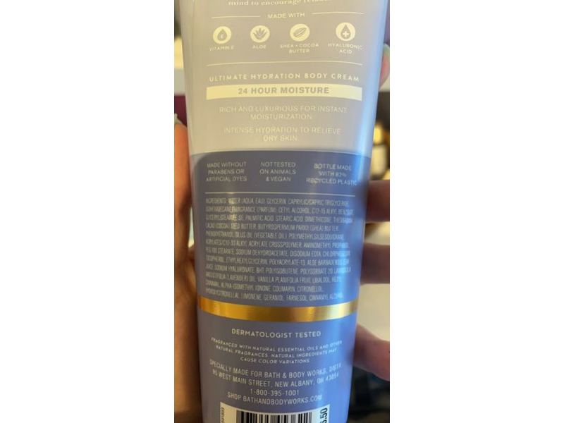 Bath & Body Works Sleep Aromatherapy Ultimate Hydration Body Cream, Lavender + Vanilla, 8 oz/226 g
