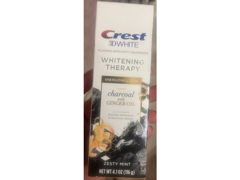 Crest 3D White Whitening Therapy Toothpaste, Charcoal & Ginger Oil, Zesty Mint, 4.1 oz/116 g