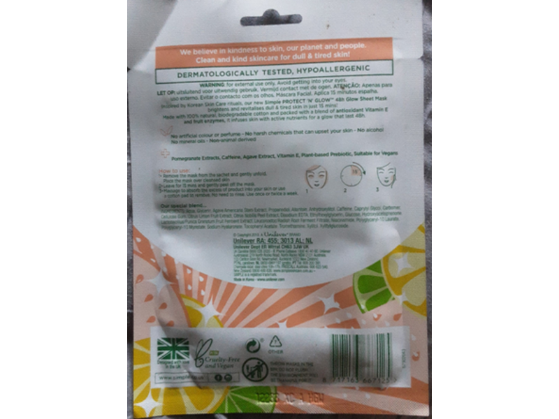 Simple 48h Glow Sheet Mask, 25 mL, 1 Count