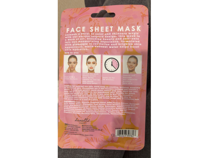 Danielle Creations Hydrate + Nourish Leopard Face Mask, 0.88 oz/25 g