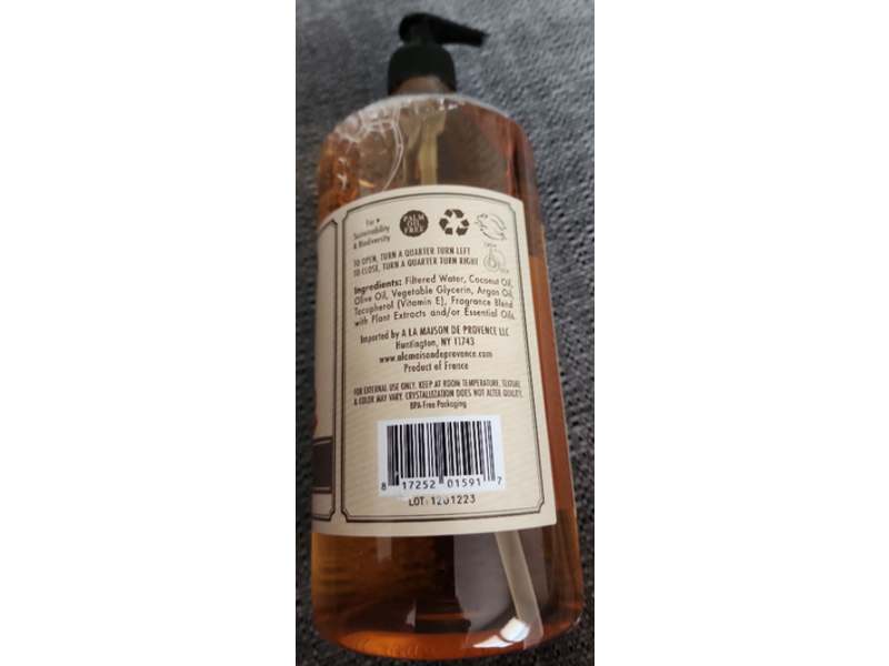 A La Maison Sweet Almond Liquid Soap, Olive & Argan Oils, 33.8 fl oz/1 L