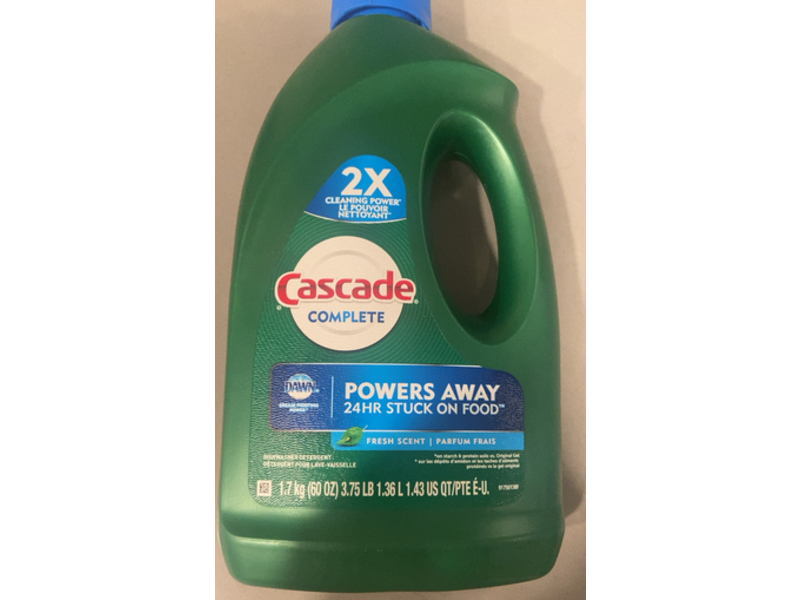 Cascade Complete Gel Dishwasher Detergent, Fresh Scent, 60 oz/1.7 Kg