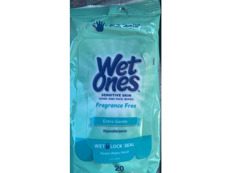 Wet Once Sensitive Skin Hand And Face Wipes, Fragrence Free, 20 Wipes