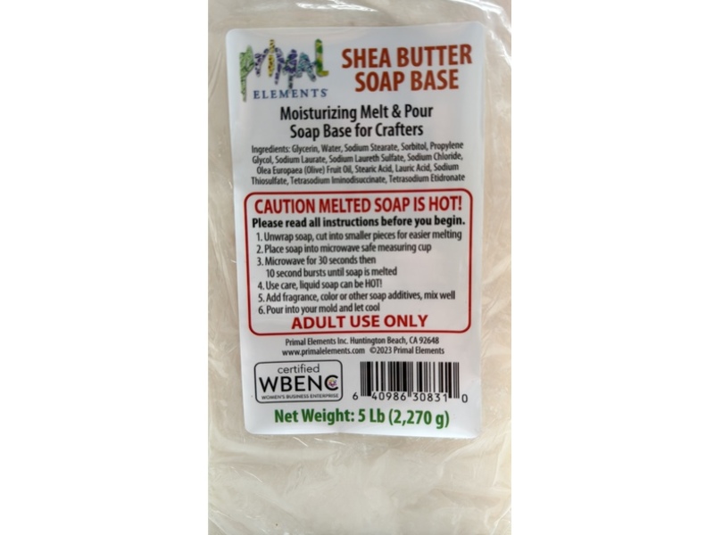 Primal Elements Soap Base, Shea Butter, 2,270 g