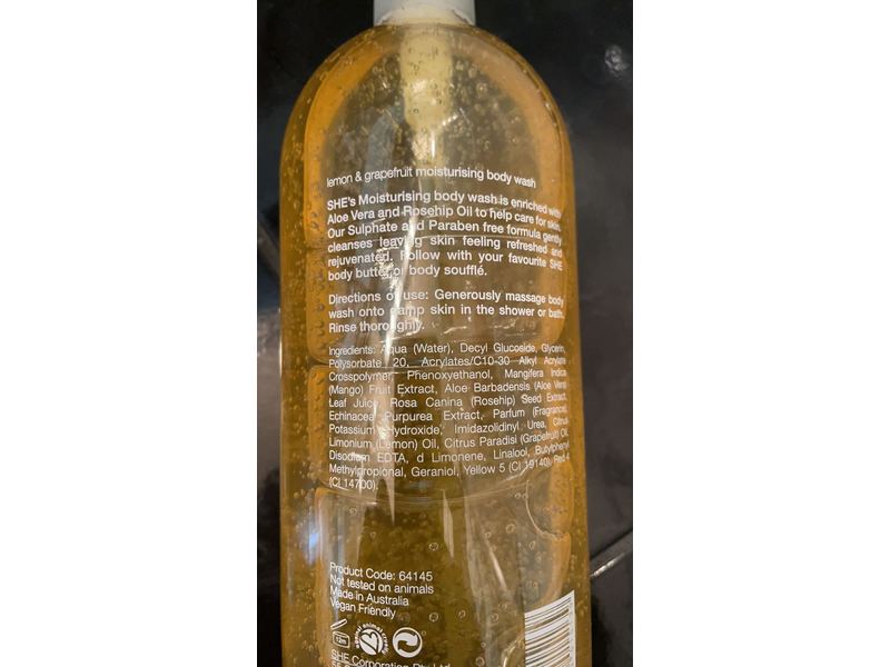 Om She Aromatherapy Moisturising Body Wash, Lemon & Grapefruit, 33.8 fl oz/1000 mL