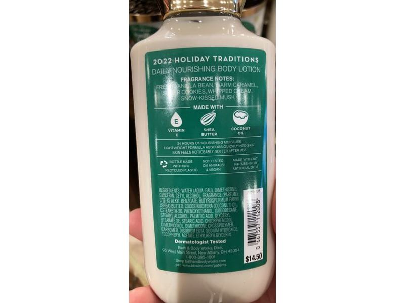 Bath & Body Works Vanilla Bean Noel Daily Nourishing Body Lotion, Shea Butter + Coconut Oil, 8 fl oz/236 mL