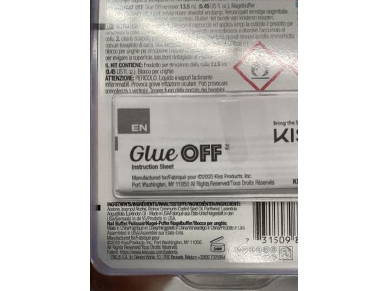 Kiss Glue Off Instant False Nail Remover, 0.45 fl oz/13.5 mL, Pack Of 2
