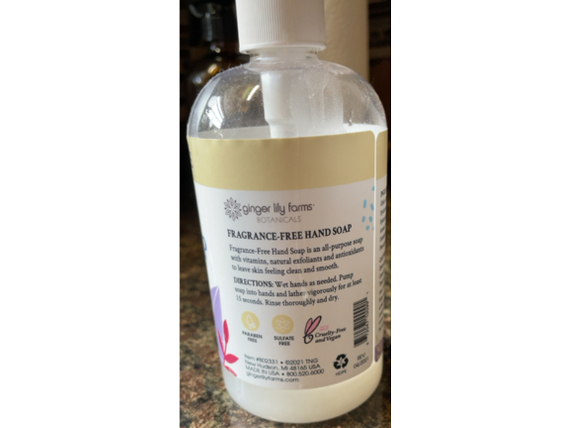 Ginger Lily Farms Botanicals Hand Soap, Fragrance-Free, 12 fl oz/355 mL