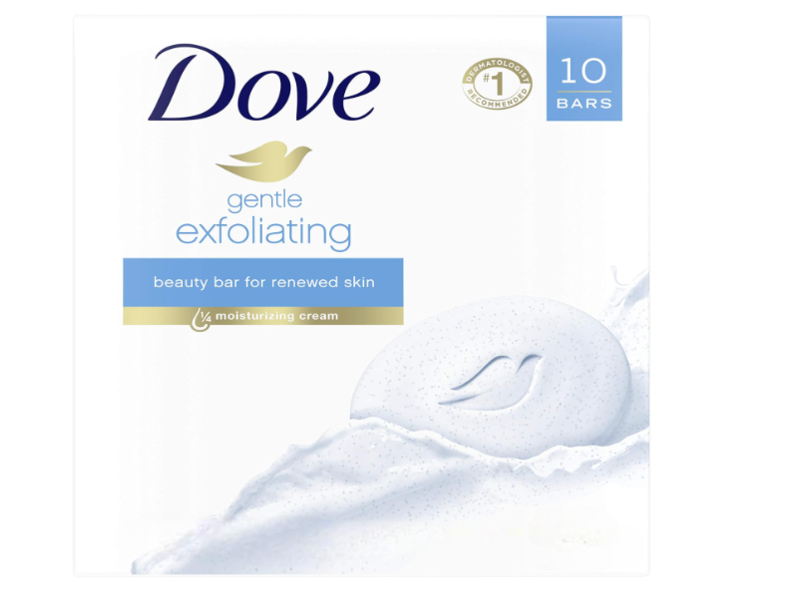 Dove Beauty Bar, Gentle Exfoliating, 4 oz/113 g, Pack Of 10