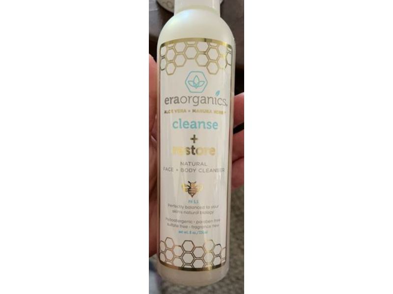 Eraorganics Cleanse + Restore Face & Body Cleanser, Sensitive Skin, 8 fl oz/236 mL