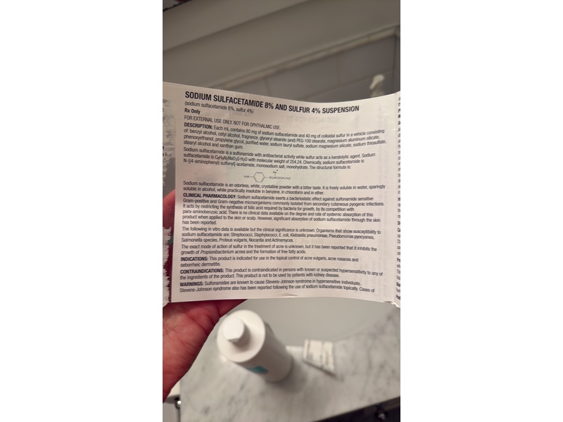 Sodium Sulfacetamide 8% and Sulfur 4% Suspension, 16 oz/473 mL, BioComp Pharma (Rx)