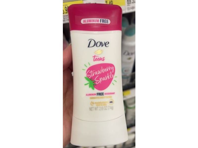 Dove Teens Deodorant, Strawberry Sparkle, 2.6 oz/74 g