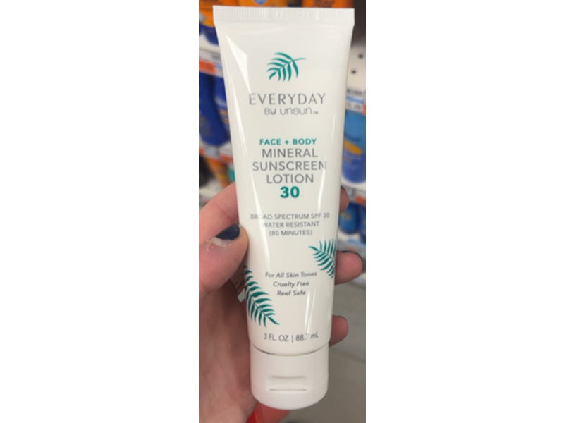Unsun Face + Body Mineral Sunscreen Lotion, SPF 30, 3 fl oz/88.7 mL