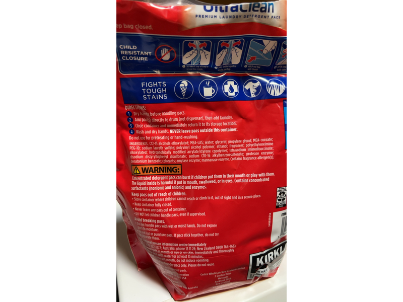 Kirkland Signature Ultra Clean Premium Laundry Detergent Pacs, Fresh Scent, 107.2 oz/3.04 kg, 152 Coun