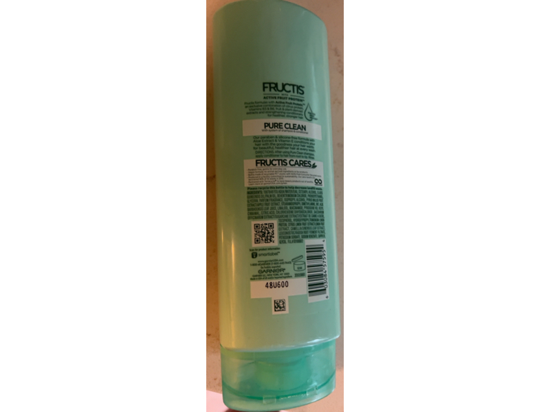Garnier Fructis Pure Clean Fortifying Conditioner, Active Fruit Protein + Aloe Extract, 16.2 fl oz/480 mL