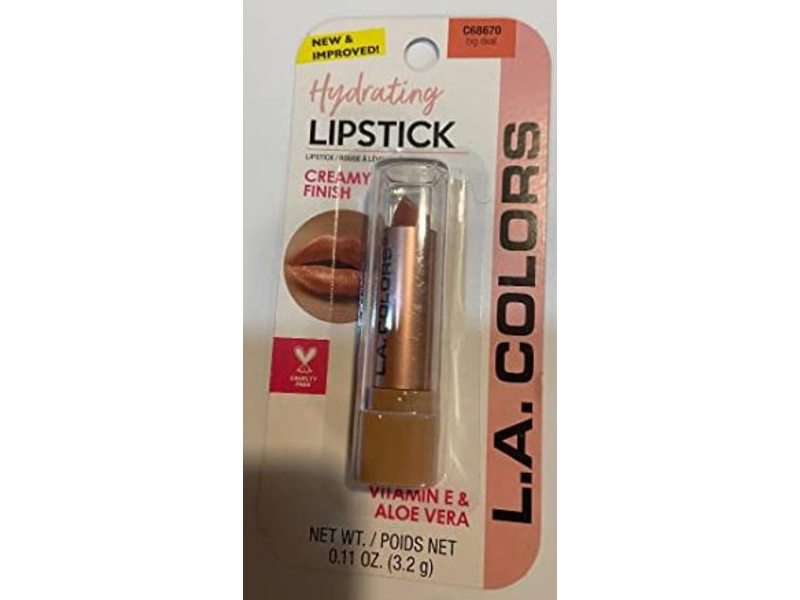 L.A. Colors Hydrating Lipstick, C68670 Big Deal, 0.11 oz/3.2 g