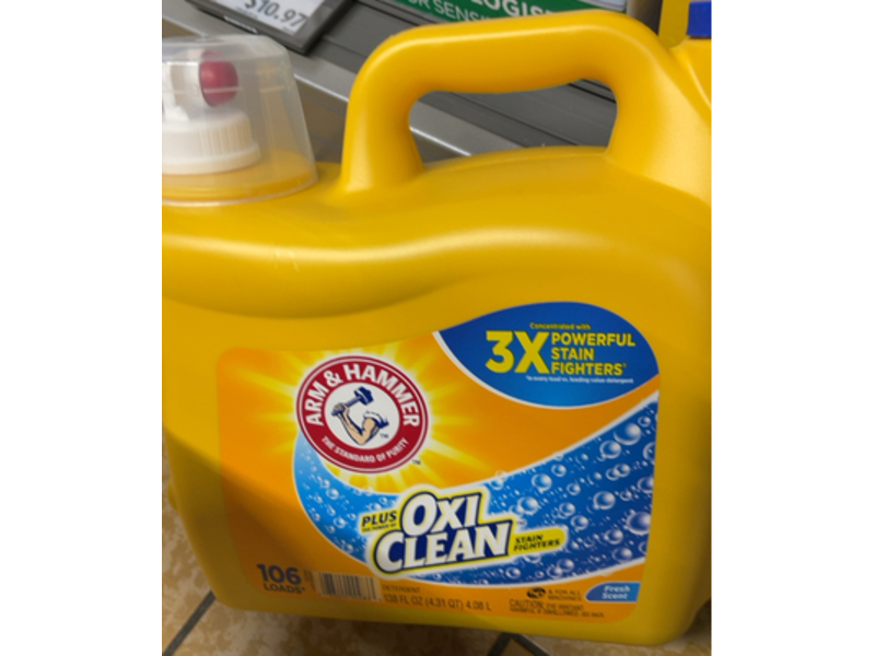 Arm & Hammer Plus OxiClean Liquid Laundry Detergent, Fresh Scent, 108 Loads, 138 fl oz/4.08 L