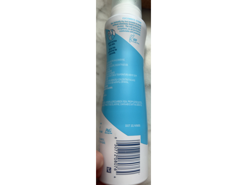 Secret Deodorant Dry Spray, Cucumber + Hemp Seed Oil, 4.1 oz/116 g