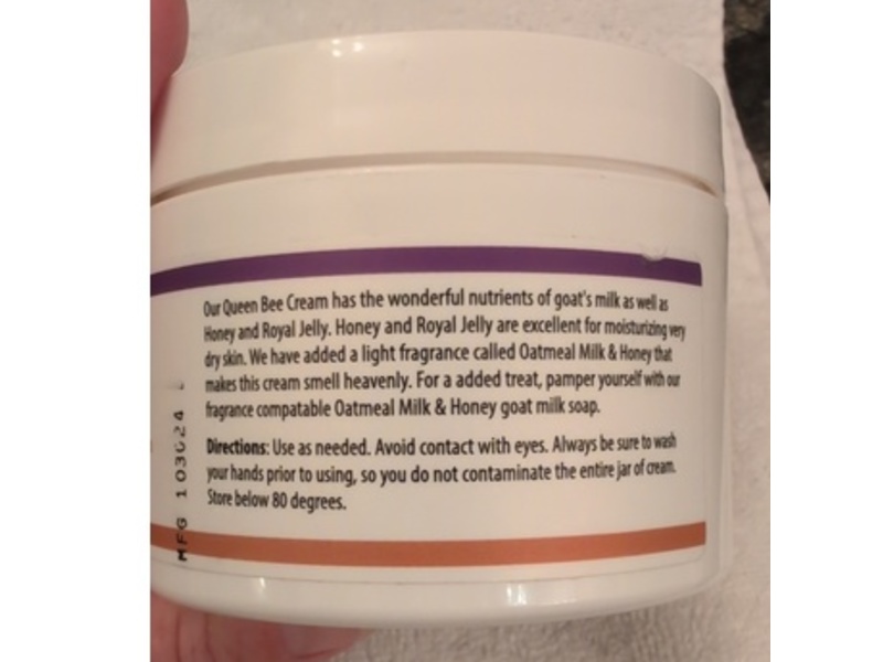 Udder Delight Queen Bee Cream Rich Moisturizing Goat Milk Hand & Body Cream, Royal Jelly & Honey, 8 fl oz/24o mL