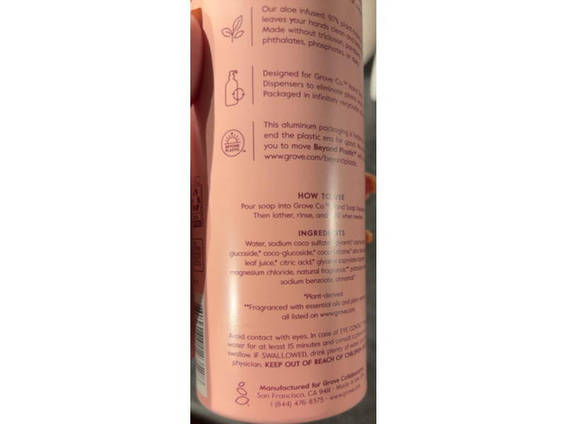 Grove Co. Eves Of Enchantment Hydrating Hand Soap, Peppermint Bark, 13 fl oz/384 mL