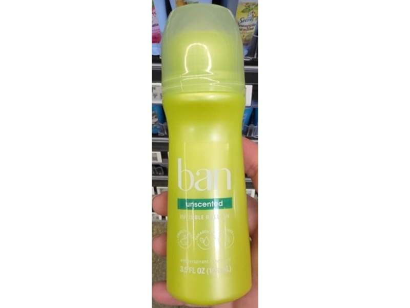 Ban Antiperspirant Deodorant Invisible Roll-n, Unscented, 3.5 fl oz/103 mL, Pack Of 2