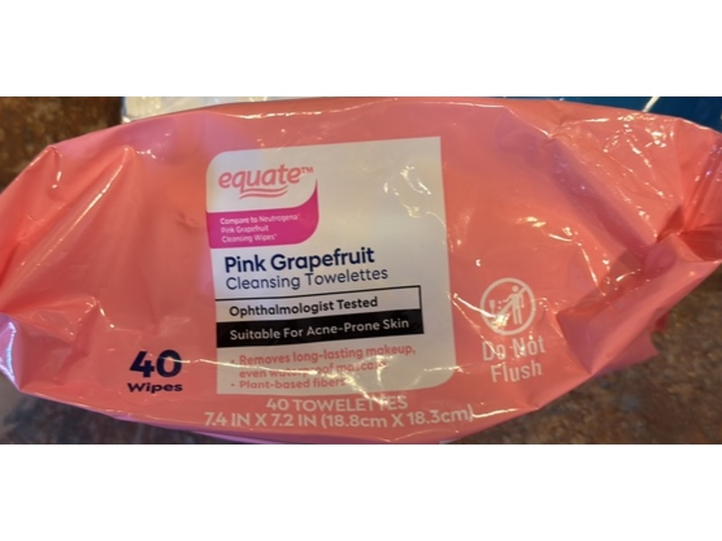 Equate Cleansing Towelettes, Pink Grapefruit, 40 Count