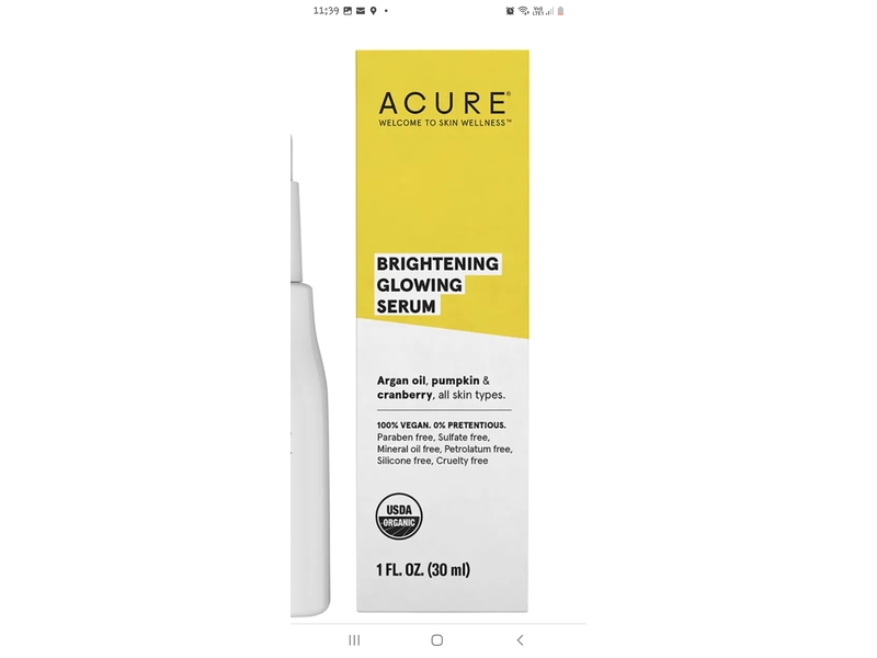 Acure Brightening Glowing Serum, 1 fl oz/30 mL