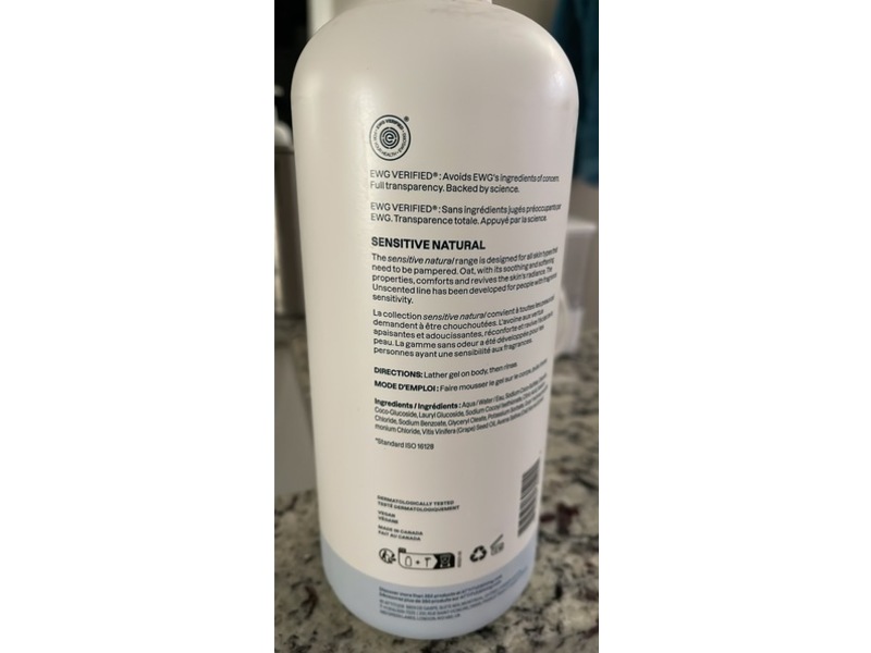Attitude Sensitive Natural Shower Gel, Unscented, 33.8 fl oz/946 mL