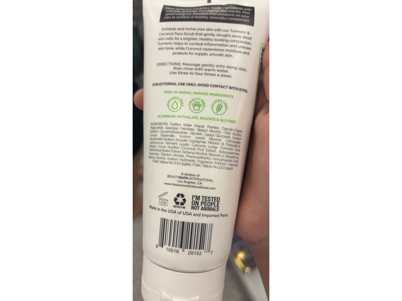 Clean Botanica Gentle Exfoliation Face Scrub, Turmeric + Coconut, 6.76 fl oz/200 mL