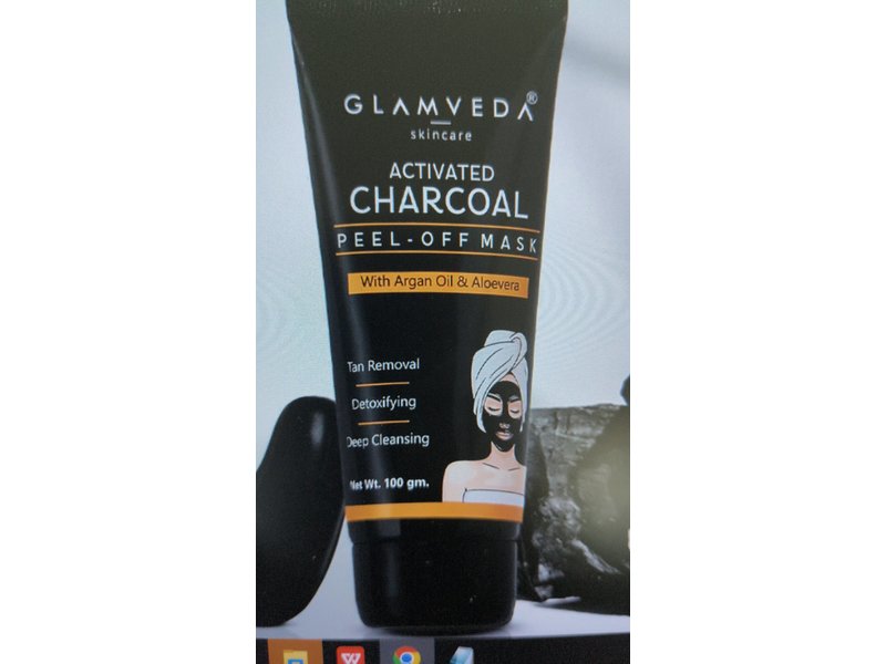 Glamveda Activated Charcoal Peel-Off Mask, Argan Oil & Aloe Vera, 100 g