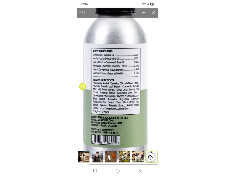 Raw Elements Protect Bug Repellent, Botanical Citrus Mint, 4 oz/118 mL