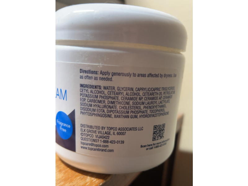 Top Care Beauty Moisturizing Cream, 3 Ceramides & Hyaluronic Acid, 16 oz/453 g