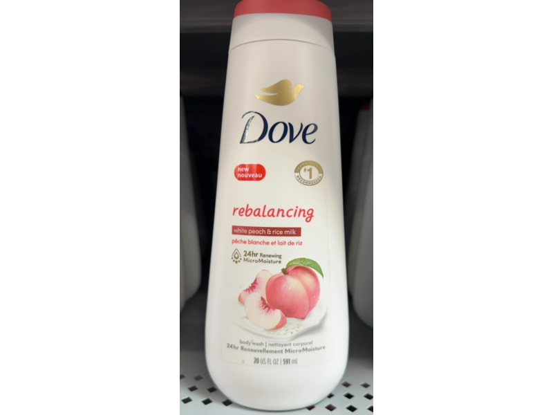 Dove Rebalancing Body Wash, White Peach & Rice Milk, 20 oz/591 mL