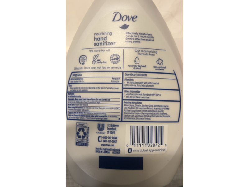 Dove Nourishing Hand Sanitizer, Shea Butter & Warm Vanilla, 33.8 fl oz/1 L