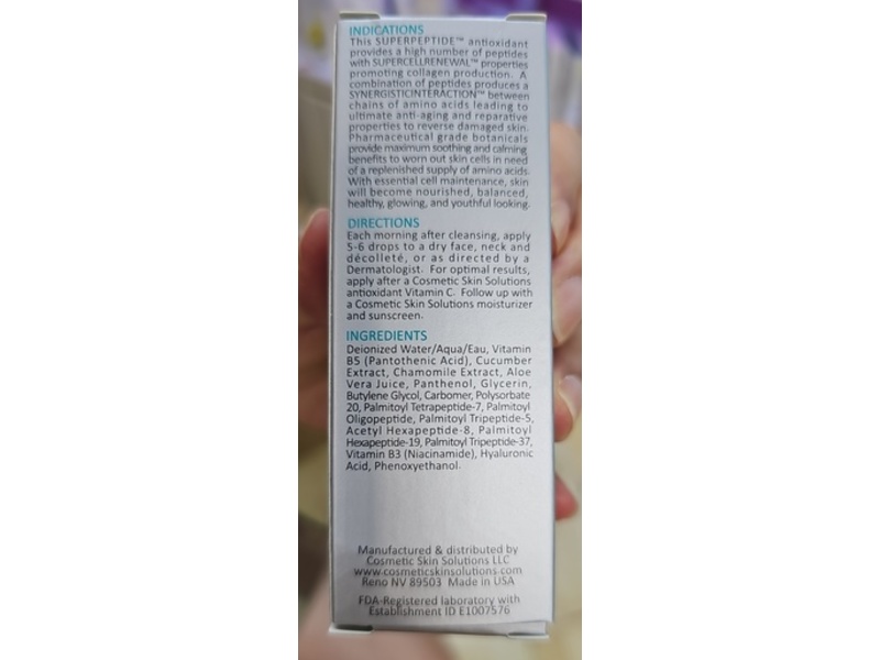 Cosmetic Skin Solutions Superpeptide Soothing B5 Peptide Gel, 1 fl oz/30 mL