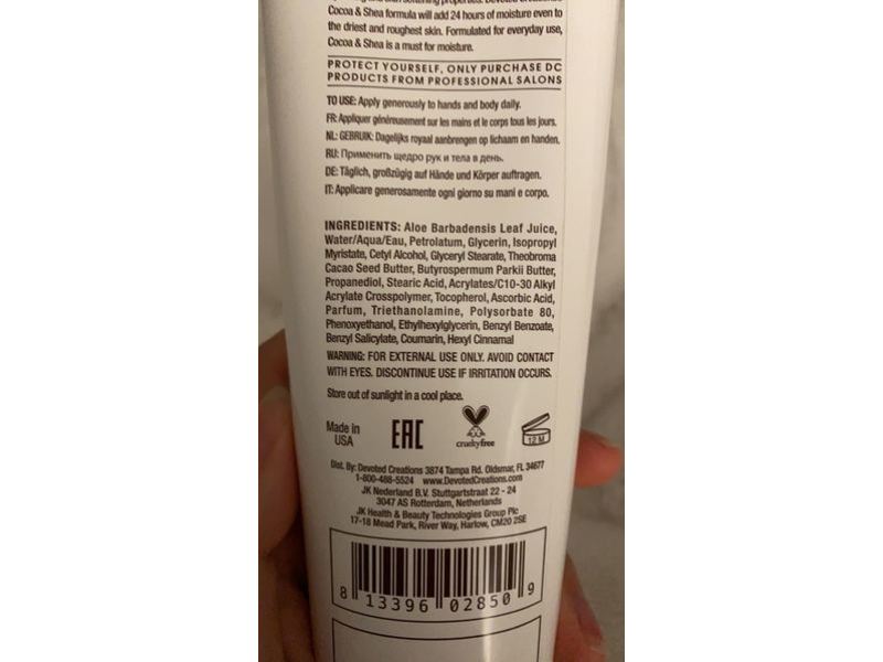 Devoted Creations Cocoa & Shea Moisturizer, 8.5 fl oz/251 mL