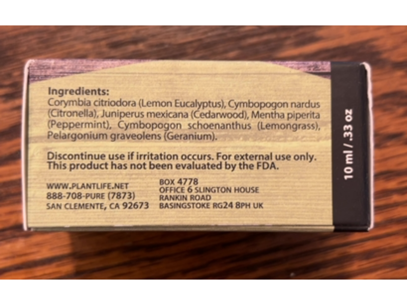 Plantlife The Herbal Insect EO Blend, 0.33 oz/10 mL