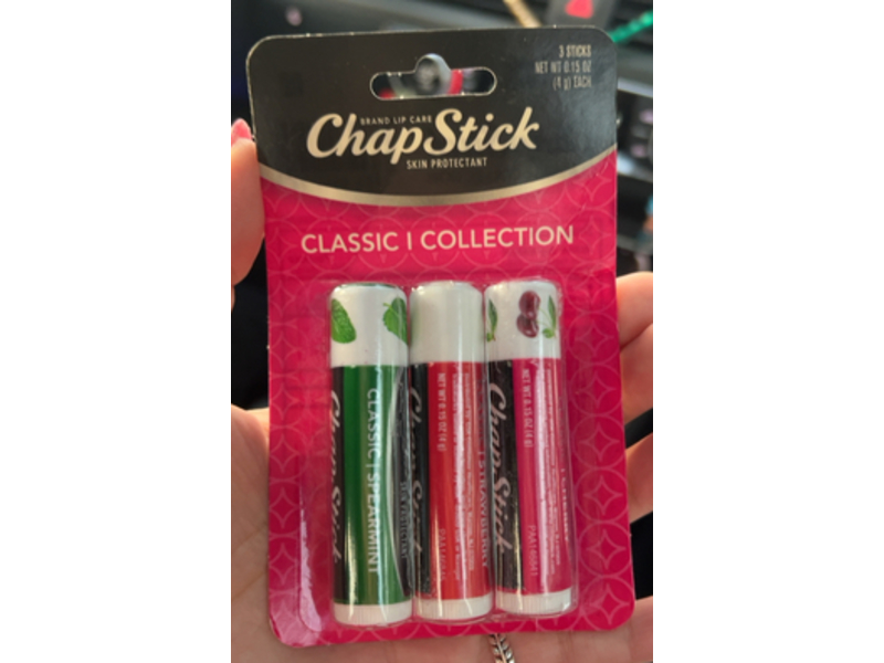 Chap Stick Classic Lip Balm, Spearmint, Cherry & Strawberry, 0.15 oz/4 g, 3 Count