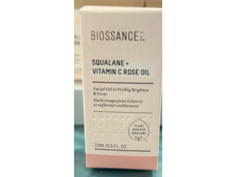Biossance Visible Brighten & Firm Face, Squalane Vitamin C Rose Oil, 0.5 fl oz/15 mL