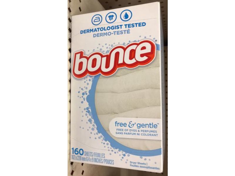 Bounce Fabric Softener Dryer Sheets, Free & Gentle, 160 Count