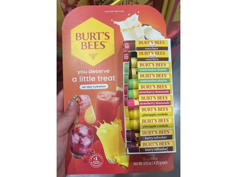 Burt's Bees All-Day Hydration Lip Balm, Drink Mix, SPF 30, 0.15 oz/4.25 g, Pack Of 10