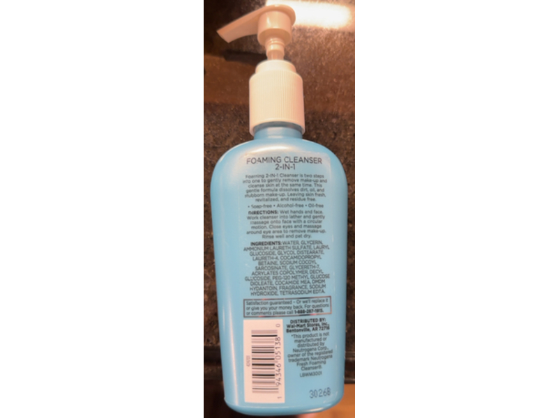 Equate 2-In-1 Foaming Cleanser, 6.7 fl oz/198 mL