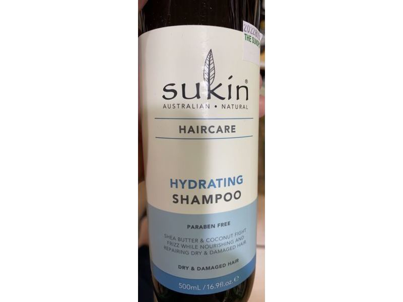 Sukin Hydrating Shampoo, Paraben Free, Dry & Damage Hair, 16.9 fl oz/500 mL