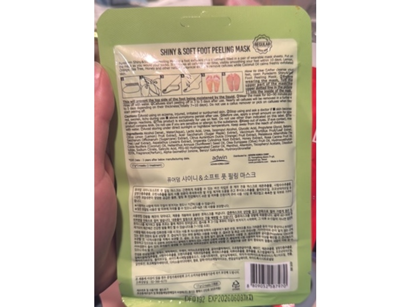 Purederm Shiny & Soft Foot Peeling Mask, 3 Pair